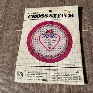 Vintage 1984 Cross Stitch Kit - MOTHER - 14 Ct - With Hoop - Sealed